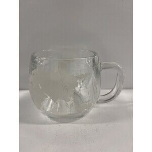 Nestle Nescafe Etched Clear Glass World Globe Coffee Mug Cup